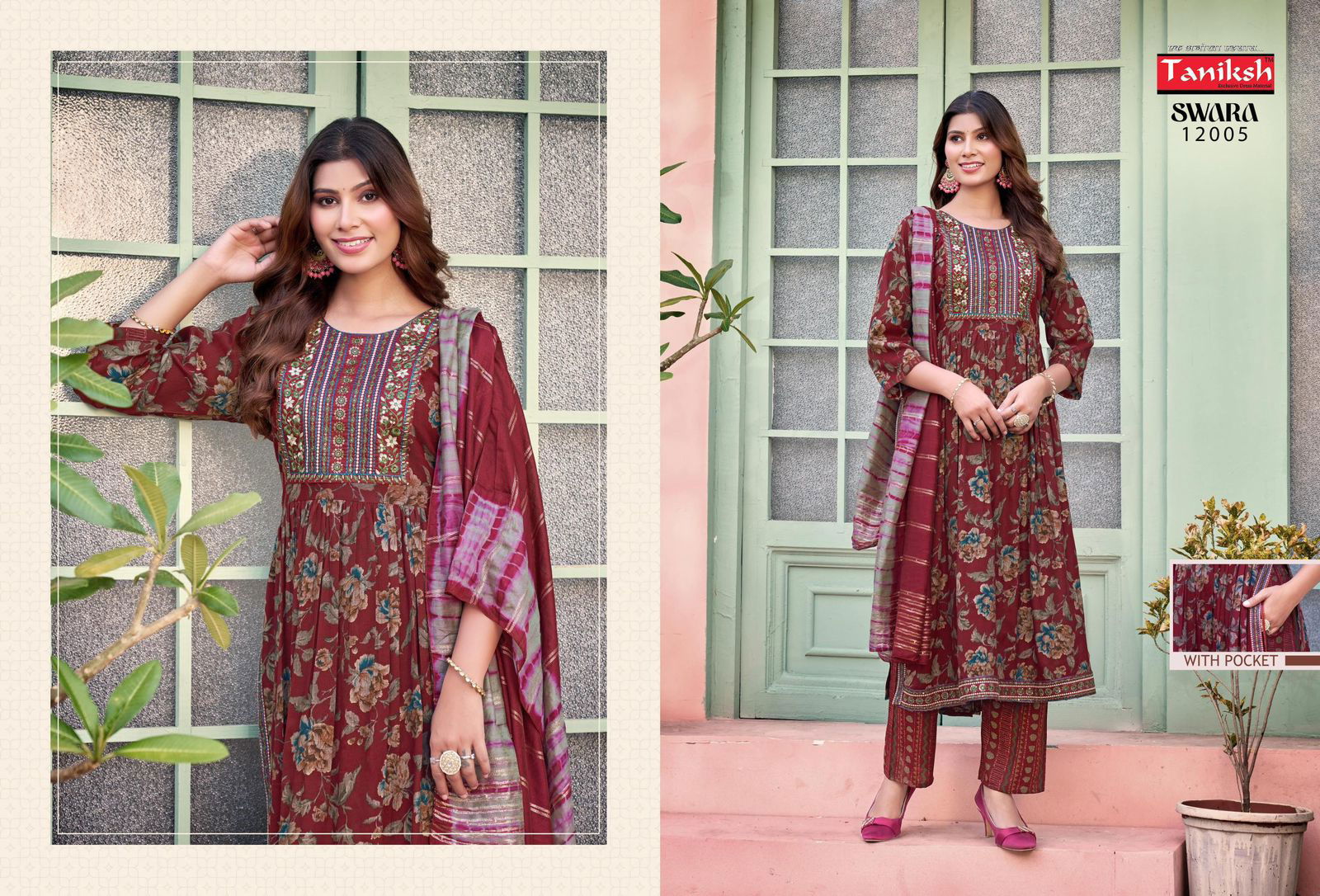 Swara Vol 12 By Taniksh Rayon Embroidery Kurti With Bottom Dupatta Wholesale Price In Surat
